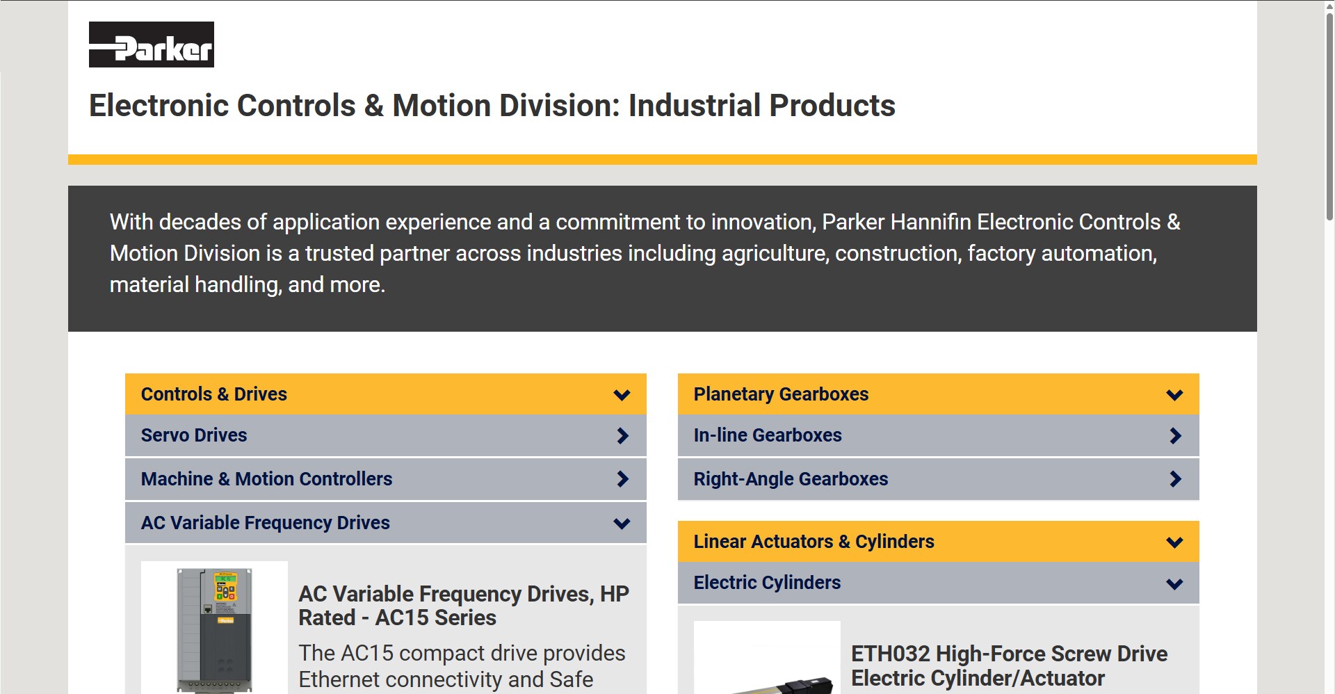 Industrial Motion Control Systems Products