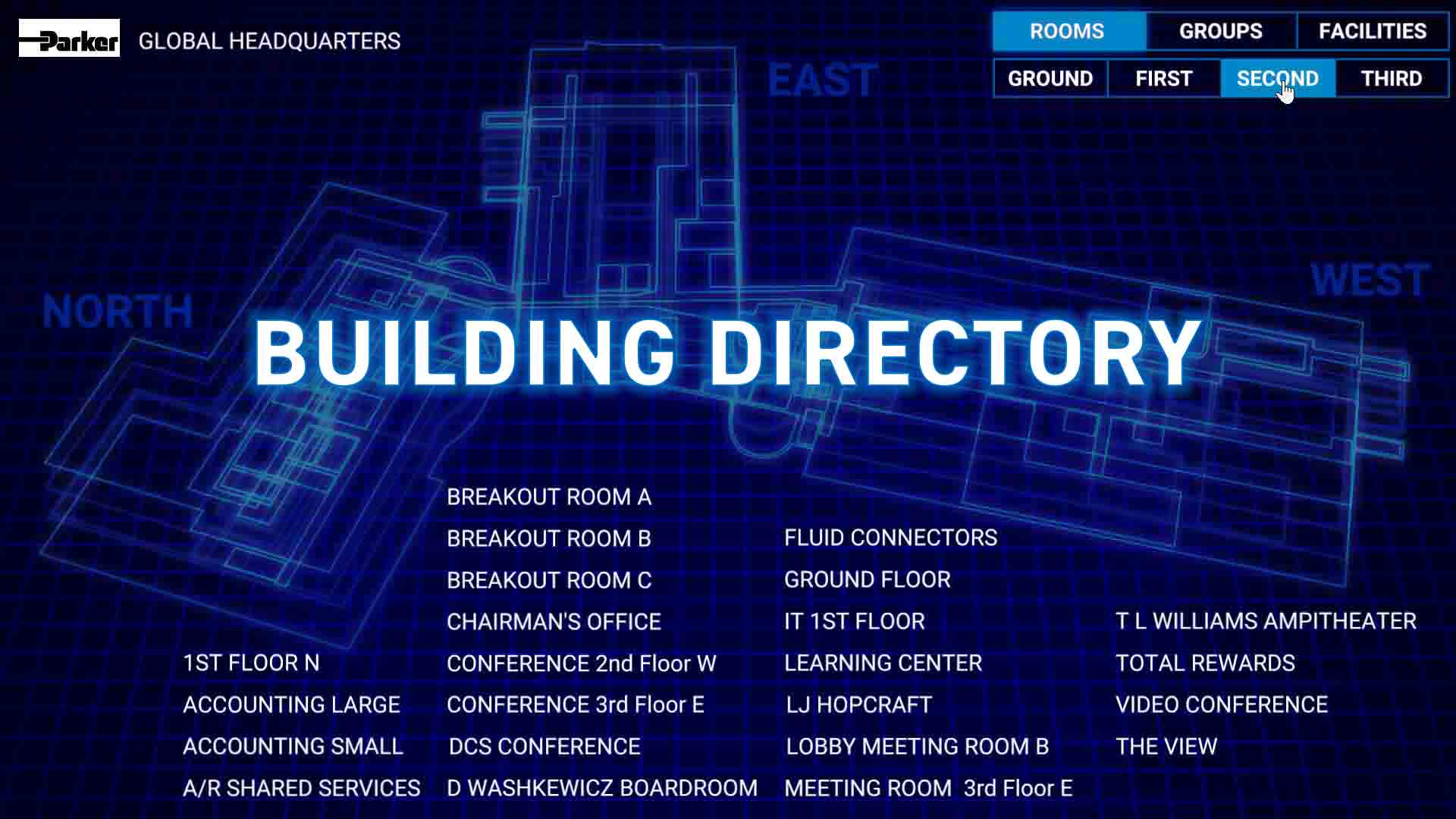 Parker Global HQ Building Directory Kiosk